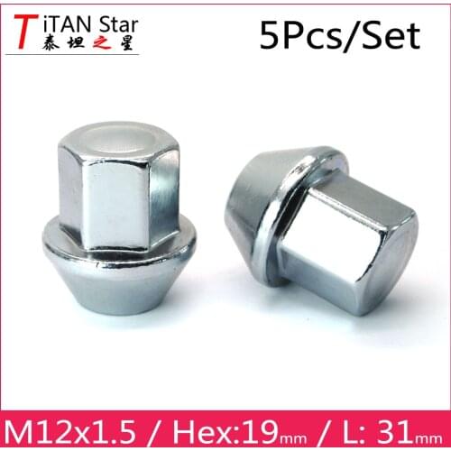5PCS M12x1.5 1.5 TiTAN Star OEM Stock Factory Wheels Rims Floating Acorn Lug Nuts 19 Hex FOR FORD Mondeo Focus KUGA LINCOLN