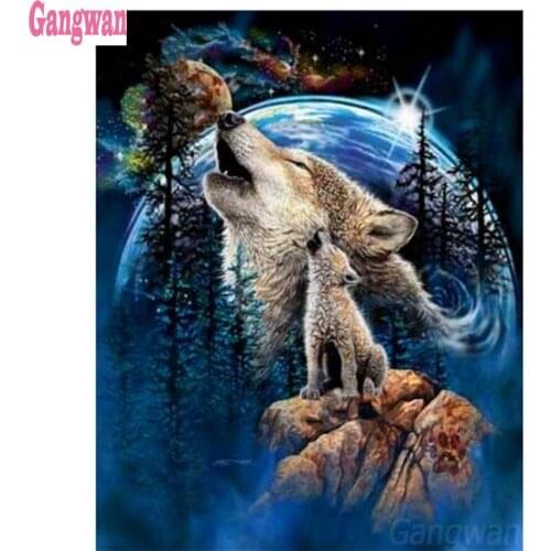 5D DIY Diamond Painting cross stitch full square/round drill mosaic Diamond embroidery Wolf landscape home decoration painting