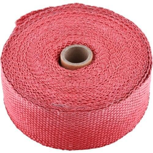Free shipping Universal 10M Motorcycles Exhaust Pipe Heat Wrap Manifold Covers Insulation Roll Tape Glass Fiber Red