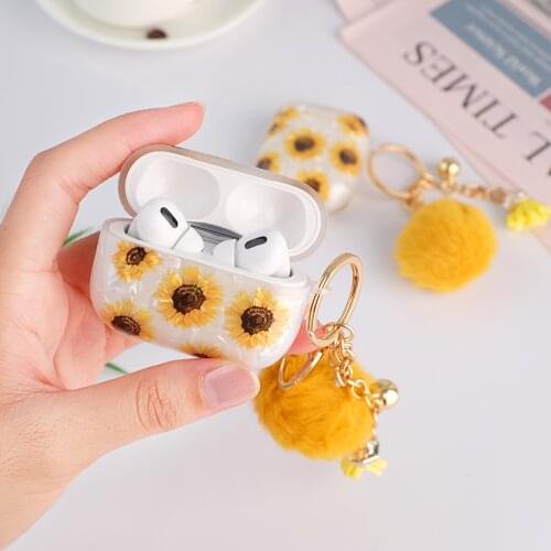 Shell Pattern For Airpods 2 Case Protective Sleeve Sunflower Pearl Pendant Apple Airpods Pro 3 Covers TPU Luxury Earphone Case