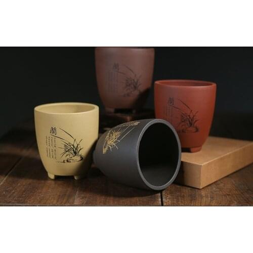 Purple Sand Flowerpot Succulents Yulu Stone Flower Balcony Potted Plant Pot Creative Gardening Ceramic Hand-painted Small Orchid