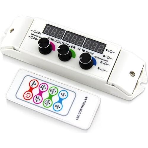 DC12/24V compatible knob rotated rgb led controller with 8-keys rf control panel work with kinds of common rgb led luminares