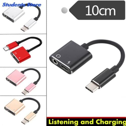 Hot Adapter Charge Headphone 2 in 1 Type-C to 3.5mm Jack Head Aux Audio USB C Cable