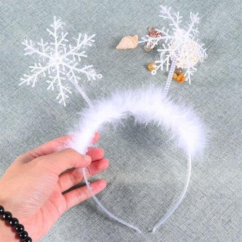 2pcs Exquisite Snowflake Headband Feather Hair Band Christmas Hair Hoop Snowflake Feather Headband Christmas Hair Accessories