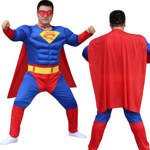 Halloween Costume Adult Children Super Heroes Muscle With Cape Mask Cosplay Purim For Kids Party Christmas Dress
