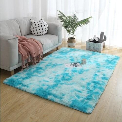 Living Room Bedroom Carpet Nordic Light Luxury Two-color Rabbit Fur Plush Sofa Cushion Household Soft Bedside Door Carpet
