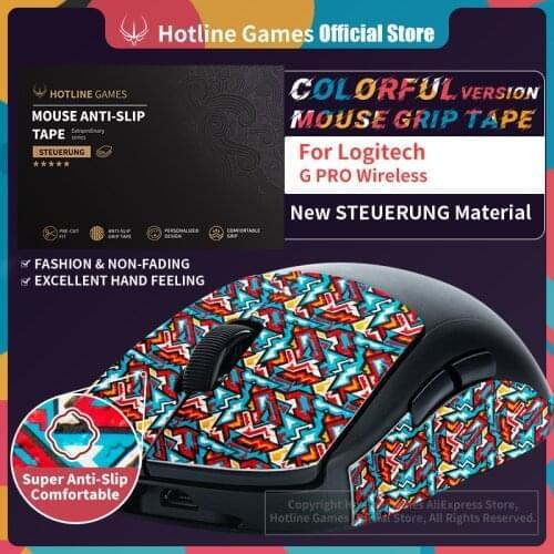 Hotline Games Colorful Mouse Grip Tape for Logitech G PRO Wireless GPW Gaming Mouse Anti-slip Tape,Pre Cut,Easy to Apply