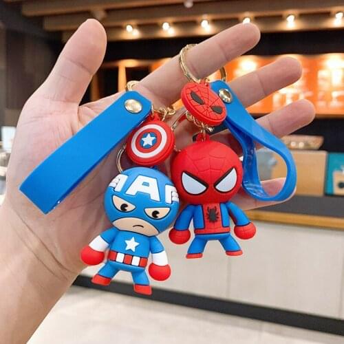 Marvel Legends Avengers Captain America Car Keychain Cartoon Bag Pendant Doll Keyring Cute Silicone Pvc Creative Key Chain