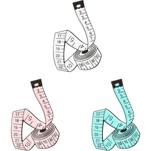 White Pink Blue Measure pin Measuring tape Enamel Pin tools Brooch Sewing Lapel Pin denim Badge Jewelry Gift for Kids