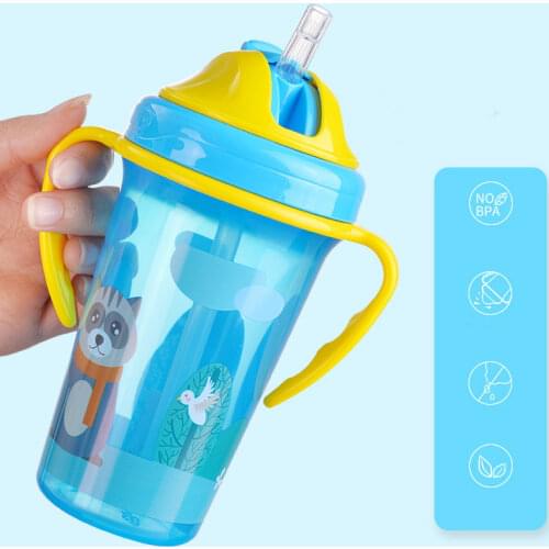400ML Cute Baby Feeding Cup With Straw BPA Free Portable Feeding Bottle Leak Proof With Handle Kids Training Feeding Bottle