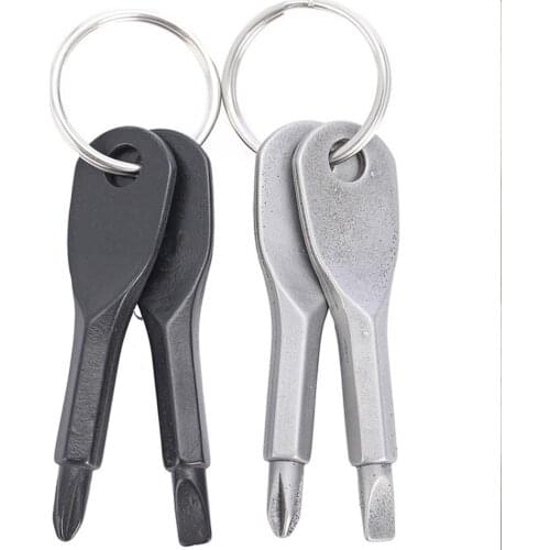 1 Set Stainless Steel Mini EDC Multifunction Screwdriver Key Shape Slotted Screwdrivers Keychain Pocket Repair Tools