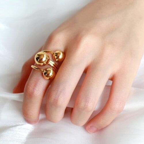 Ins Trendy Interstellar Orbit Finger Rings Jewelry Rings Accessories for Women Fashion Gold Balls Special Design Adjustable