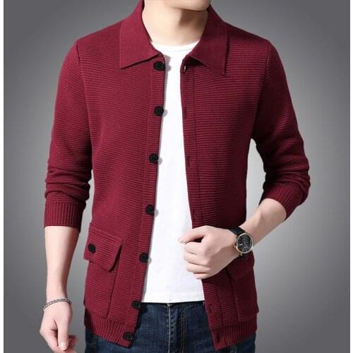 Mens Knitwear Cardigan Jacket Sweater Men Streetwear Fashion Coat Men Autumn Winter Warm Cashmere Man with Pocket