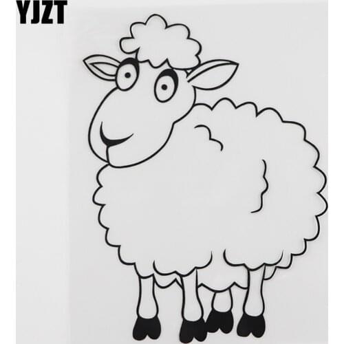 YJZT 10.9CMX15.2CM Funny Sheep Farm Animals Decal Vinyl Car Sticker Black/Silver 8A-0110