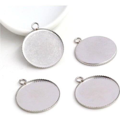 No Fade ) 10/20pcs 18mm 20mm 25mm Inner Size Stainless Steel Simple Style Cabochon Base Cameo Setting Charms Pendant Tray