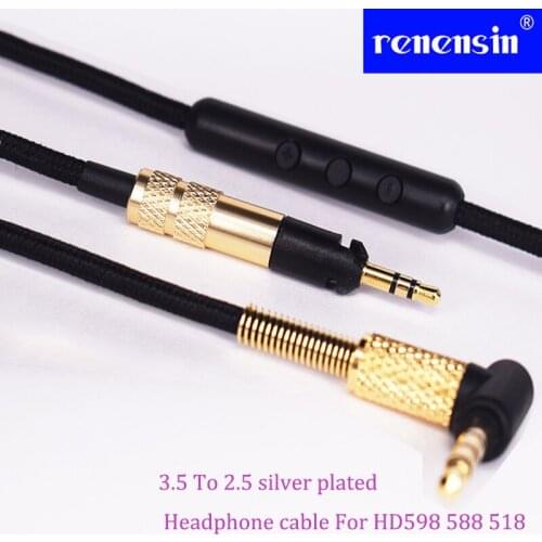 Renensin HD598 Upgrade Replacement Cable with MIC Volume for Sennheiser HD558 HD518 HD 598 Headphone Cables Wires Hifi OCCC able