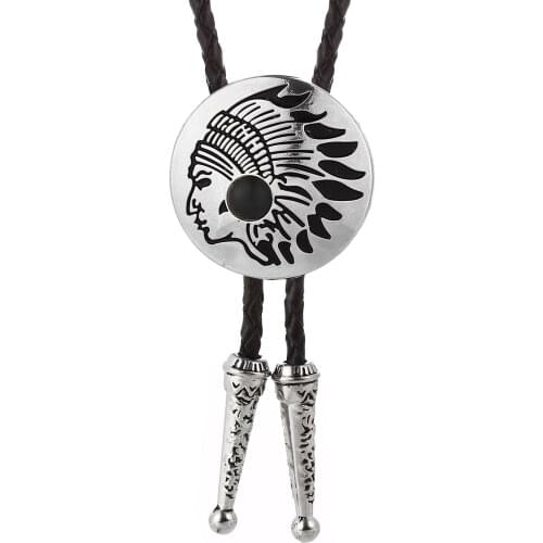 Western cowboy bolo tie American original handmade leather natural stone personality bow tie unisex birthday gift tuxedo