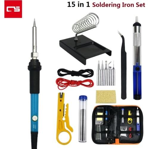 Soldering Iron Kit 60W Adjustable Temperature Electric Solder Iron Tip Internal Heating Welding Pencil Head Repair Welding Tools