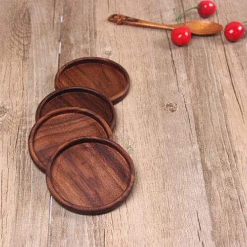 1 Pcs Tea Coffee Cup Pad Placemats Decor Walnut Wood Coasters Durable Heat Resistant Square Round Drink Mat Bowl Teapot