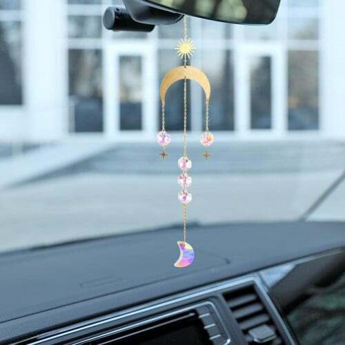 Sun Ball Crystal Hanging Metal Ornament Pendant Crystal Star Hexagon Metal Pendant Home Lighting Accessory Garden Decor