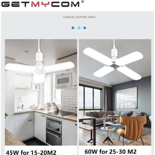 Adjustable Angle Ceiling Lamp High Bay Industrial Lamp75W Foldable Fan Blade LED Pendant Lights E27 LED Bulb 85-265V 2835 Led