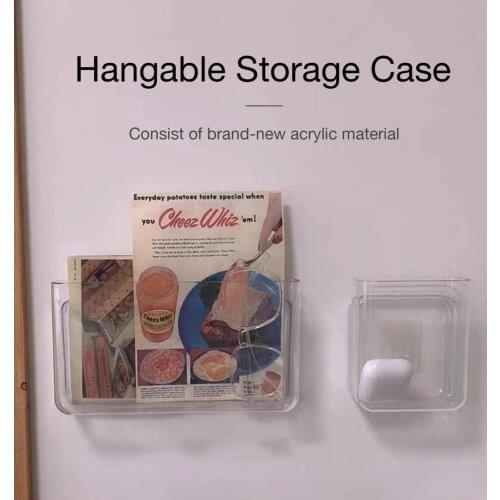 Clear Pen Holder Wall Mounted Storage Box Desk Pen Pencil Organizer Home Office Sundries Storage Stationery Holders Mask box