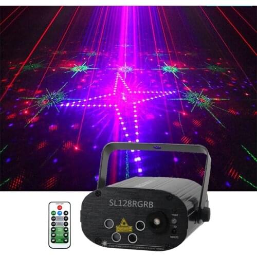 Sharelife 4 Lens Mini 128 RGRB Pattern Laser Light Music Remote Control Motor Speed DJ Gig Party Home Show Stage lighting 128RGB