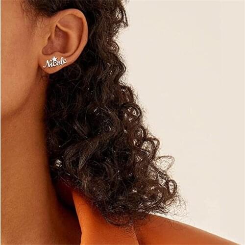 Noelia Custom Name Unusual Earrings with Star Gold Name Earring Stainless Steel Stud Earrings Fashion Jewelry for Girl Women