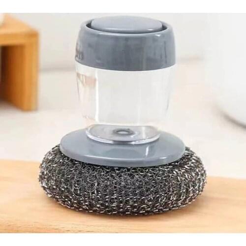 High quality Multifunctional Pressing Cleaning Brush Built-in Liquid Storage Tank Kitchen Dishwashing Pot Brush