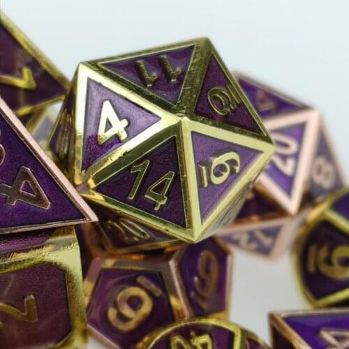Standard 7-Die Set Purple Metal Dice Copper / Brass