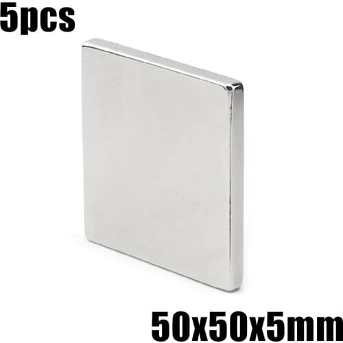 5pcs F50x50x5mm Super Powerful Strong Rare Earth Block NdFeB Magnet Neodymium N35 Magnets F50*50*5mm