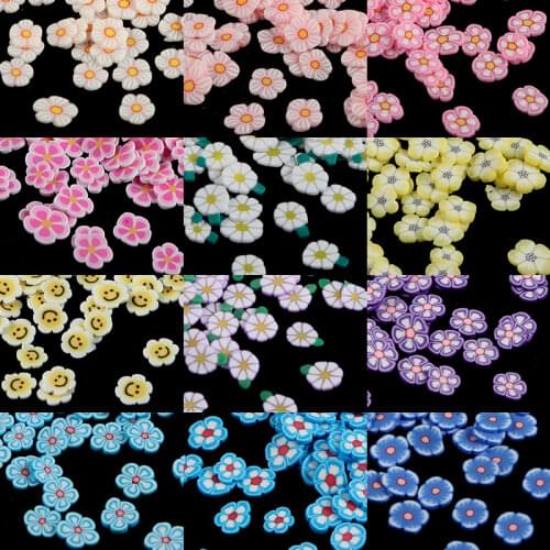 Ultra-thin Cherry Blossoms Nail Art Sequins Polymer Clay Slices Slime Daisy Flowers Flakes Spring Summer Manicure Decorations