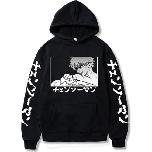 Anime Chainsaw Man Denji Graphic Long Sleeve Hoodies Harajuku Sudadera Sweatshirts