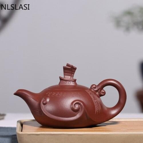 Creativity Yixing Purple Clay Teapots Raw Ore Zhu Mud Tea Pot Handmade Filter Kettle Customized Tea Ceremony Supplies 390ml