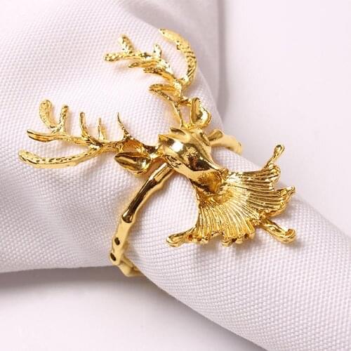 1pcs Christmas Deer Napkin Ring Beard Deer Head Napkin Buckle Holders For Wedding Party Festivals Dinner Table Decoration