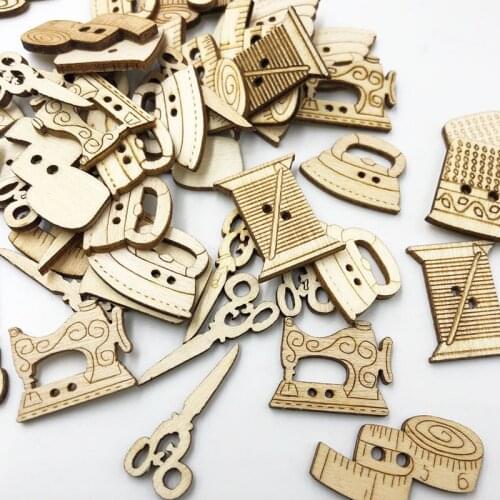 10/50/100Pcs Mix Sewing machine Wood Buttons Craft Scrapbook Sewing Appliques WB790