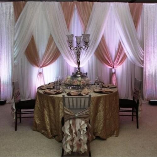 10ft x 20ft Luxury White wedding backdrop with White sequin swags Wedding Decoration