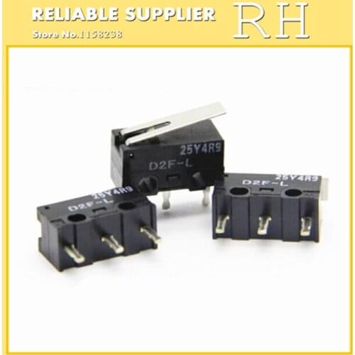 10PCS/lot Micro Switch D2F-L mouse button 3pin 0.74N Gray point