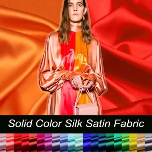 12Colors! 140CM Wide 19MM 93% Silk 7% Spandex Solid Color Stretch Silk Satin Fabric for Summer Dress Shirt Suit Pants D1119