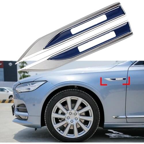 2pcs Car Side Fender Logo Emblem Sticker For VOLVO S40 S60 S70 V60 V70 V90 XC40 XC60 C60 Blade Badge Decal Metal 3D Car Styling