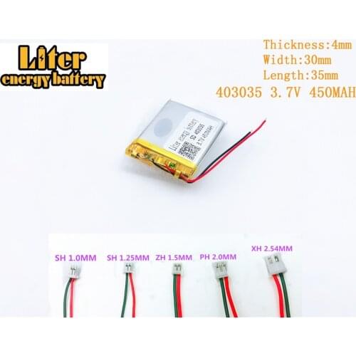 3.7V,450mAH,403035 Polymer lithium battery for 3.7V 450MAH 403035 PLUG GPS,mp3,mp4,mp5 cell polymer rechargeable battery