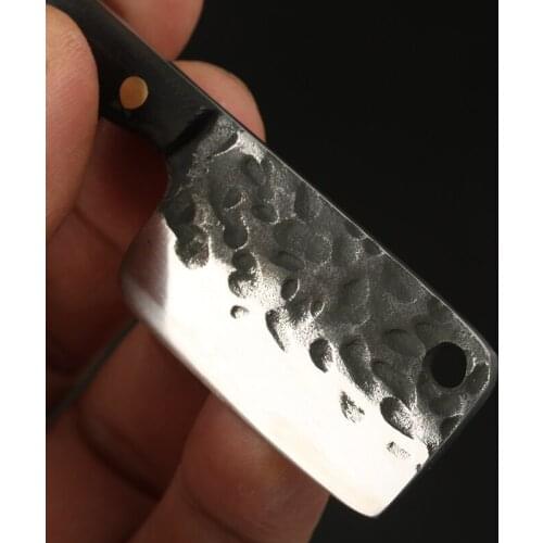 7.2cm Mini Kitchen Knife 440c Forged Version Damascus Clip Steel Version Hand Forged Crafts Movable Doll Scene Accessories