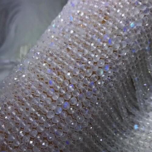 AA loose beads WHITE MOONSTONE roundel faceted 3*4NN 40CM blue RAINBOW for DIY jewelry making FPPJ wholesale nature