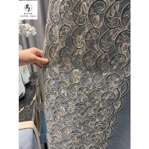 American French Curtains for Living Dining Room Bedroom Light Luxury Lace Embroidery Craft Modern Simple Fashion Full Blackout
