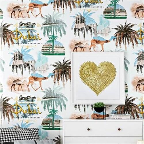 Beibehang Nordic style ins Thai Southeast Asian living room Mediterranean small fresh TV background wall paper Papel de parede