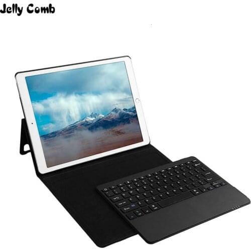 Jelly Comb Bluetooth Wireless Keyboard for iPad Pro 12.9 inch Auto Sleep/Wake Smart PU Leather Protective Cover for iPad Tablet