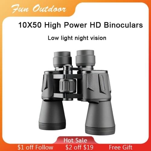 Binoculars 10X50 High Power HD Telescope Professional Low Light Night Vision Optical Glass Lens for Hunting Sports High Clarity