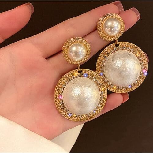 Shiny Rhinestone Circle Crystal From Swarovskis Earrings Temperament Korean Personality Wild Earring Mothers Day Gift
