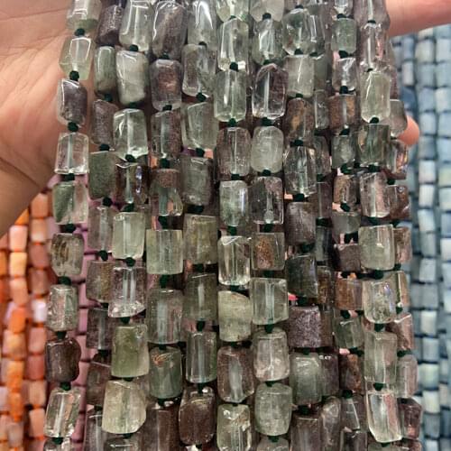 8x11mm Natural Green Ghost Quartz Beads Matte Frost Column Barrel Spacer DIY Loose Beads For Jewelry Making Beads Accessories