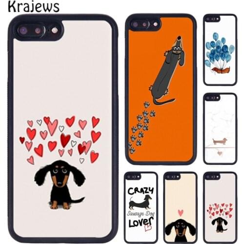 Krajews Cartoon Dachshund Sausage Dog Phone Case For iPhone X XR XS 11 12 Pro MAX 5 6 6S 7 8 Plus Samsung Galaxy S7 S8 S9 S10